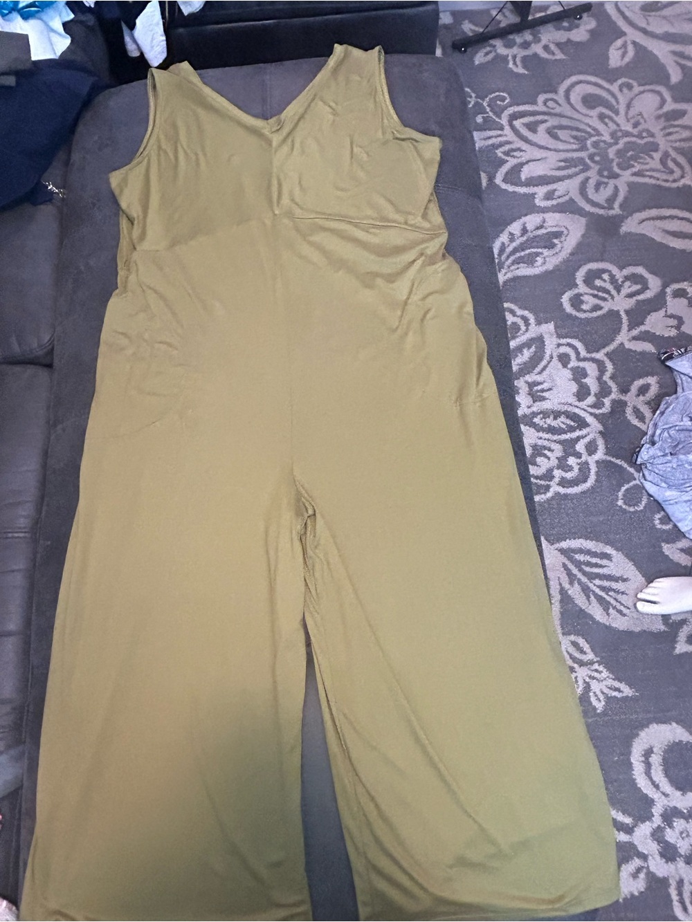 Cuddle Duds flex Ware womens Sleeveless Wide-Leg Super Soft, Moss Jumpsuit XL
